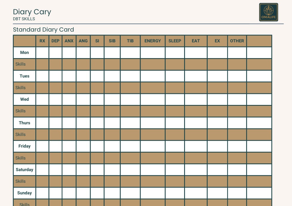 DBT Diary Card preview
